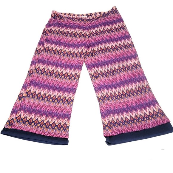 Trina Turk Womens Purple Pink Geometric Penelope Wide Leg Crop Pants Size‎ XL - Picture 1 of 10